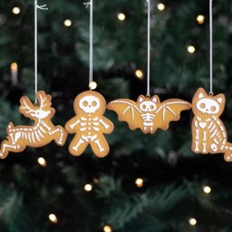 Creepy Skeleton Cookie Ornaments Set Of 4 For Spooky Trees - Brown - thumbnail 5
