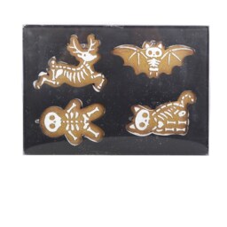 Creepy Skeleton Cookie Ornaments Set Of 4 For Spooky Trees - Brown - thumbnail 2
