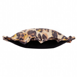Leopard Printed Velvet Ruffle Cushion - Multicolour / 80 Feather 20 Polyester - thumbnail 3
