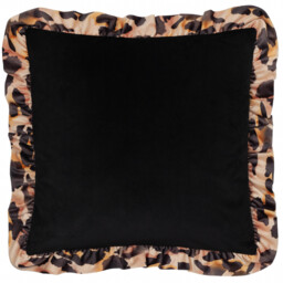 Leopard Printed Velvet Ruffle Cushion - Multicolour / 80 Feather 20 Polyester - thumbnail 2