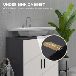 kleankin Under Sink Cabinet with Shelf Light Grey - Light Grey - thumbnail 4