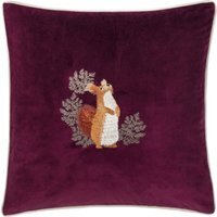 Pineberry Forest Embroidered Velvet Cushion - Plum / 80 Feather 20 Polyester - image 1
