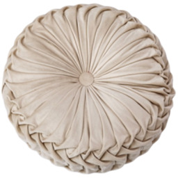 Round Pleated Pumpkin Velvet Cushion 35cm - Beige - thumbnail 3