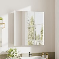Bathroom Mirror Cabinet with Shaver Socket and Lights - Silvery White - image 1