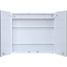 Bathroom Mirror Cabinet with Shaver Socket and Lights - Silvery White - thumbnail 4