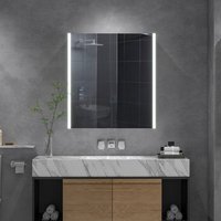 Bathroom Mirror Cabinet with Shaver Socket and Lights - Silvery White