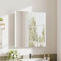 Bathroom Mirror Cabinet with Shaver Socket and Lights - Silvery White