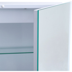 Bathroom Mirror Cabinet with Shaver Socket and Lights - Silvery White - thumbnail 3