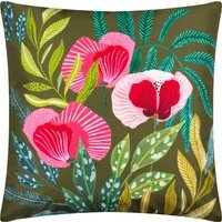 Poppy Floral Outdoor Cushion Cover - Olive