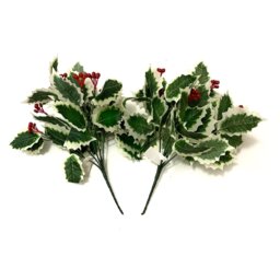 Artificial Leafy Holly Berry Bushes - Variegated - thumbnail 2