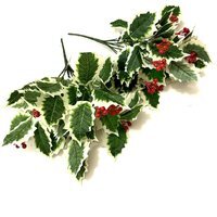 Artificial Leafy Holly Berry Bushes - Variegated - thumbnail 1