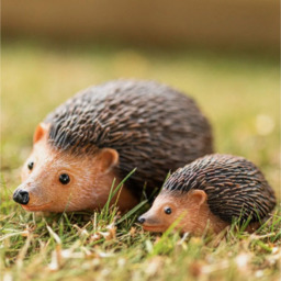 Hedgehog Garden Ornaments Figure Mum Baby - Brown - thumbnail 4
