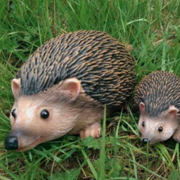 Hedgehog Garden Ornaments Figure Mum Baby - Brown - thumbnail 3
