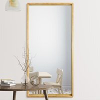 Solid Oak Rounded Corner Leaner Wall Mirror - Brown - thumbnail 1