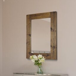MirrorOutlet Farmhouse Dark Natural Wood Large Dress Mirror 118 x 88cm - Brown - thumbnail 2