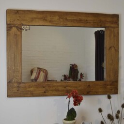 MirrorOutlet Farmhouse Dark Natural Wood Large Dress Mirror 118 x 88cm - Brown - thumbnail 4