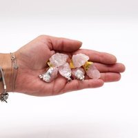 Assorted Rose Quartz Gemstone Pendants in Gold, Silver Plating - Multi