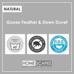 Homescapes Goose Feather and Down 13.5 Tog Winter Duvet - White / Single - thumbnail 5