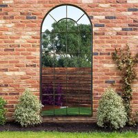 Arcus Antique Black Framed Arched Window Garden Mirror - Antique Black - image 1