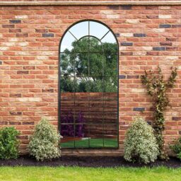 Arcus Antique Black Framed Arched Window Garden Mirror - Antique Black - thumbnail 2