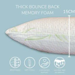Memory Foam Bamboo Pillow - 1 pack - White - thumbnail 3