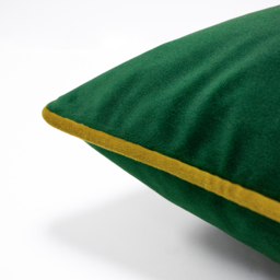 Forest Fauna Stag Velvet Piped Cushion - Emerald/Gold / Feather - thumbnail 5