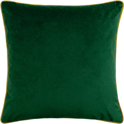 Forest Fauna Stag Velvet Piped Cushion - Emerald/Gold / Feather - thumbnail 3