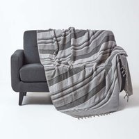 Cotton Morocco Striped Grey Throw - Grey / 360cm - thumbnail 1