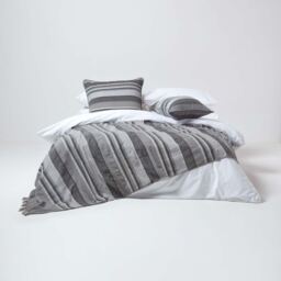 Cotton Morocco Striped Grey Throw - Grey / 360cm - thumbnail 2