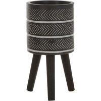 Darnell Small Chevron Planter - Black & White