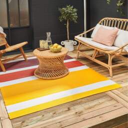 Rainbow Collection Modern Outdoor Rug - Yellow / 150cm - thumbnail 5