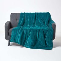 Homescapes Velvet Quilted Throw with Stitch - Teal Green / 200cm