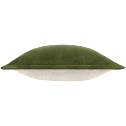 Merton Velvet Cushion - Olive Oil / Feather - thumbnail 3