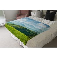 Panorama Of Beautiful Countryside Of Romania Blanket - Green - image 1