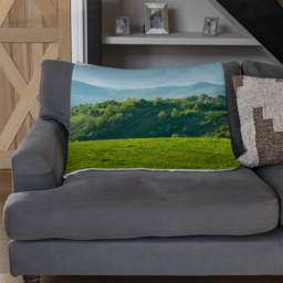 Panorama Of Beautiful Countryside Of Romania Blanket - Green - thumbnail 3