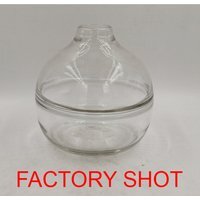 Esma Large Ribbed Grey Glass Vase - Glass 100%