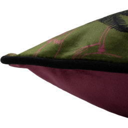 Tropical Cheetah Velvet Piped Cushion - Khaki / Polyester - thumbnail 4