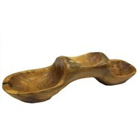 Hand Carved Teak Root Three Bowl Pyramid Unique Natural Art Display - Brown