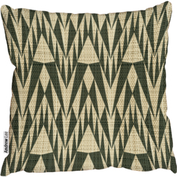 Abstract geometric ornament canvas material Outdoor Cushion - Green - thumbnail 2