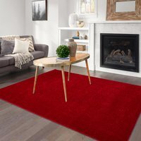 Super Soft Fluffy Thick Pile Shimmer Shaggy Area Rugs - Burgundy / Medium / 3.9kg