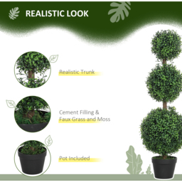HOMCOM Set of 2 Decorative Artificial Plants in Pot Green - Green - thumbnail 2