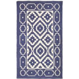 Homescapes Halmstad Scandi Style Cotton Printed Rug - Blue / 150cm - thumbnail 2