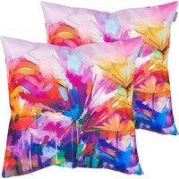 Oil Painting Printed Outdoor Cushion (Set of 2) - Pink - image 1