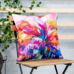 Oil Painting Printed Outdoor Cushion (Set of 2) - Pink - thumbnail 4