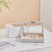 Stackable Jewellery Storage Box with Clear Lid - White