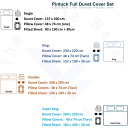 Pintuck Bedding Duvet Cover Set with Matching Pillowcases - Silver Grey / King - thumbnail 2
