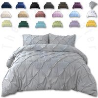 Pintuck Bedding Duvet Cover Set with Matching Pillowcases - Silver Grey / King