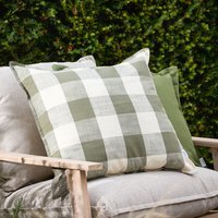 Chesil Check Cotton Outdoor Cushion Cover - Moss