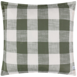 Chesil Check Cotton Outdoor Cushion Cover - Moss - thumbnail 3