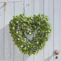 Hanging Artificial Heart Wreath - Green